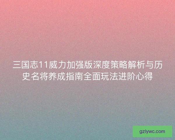 三国志11威力加强版深度策略解析与历史名将养成指南全面玩法进阶心得