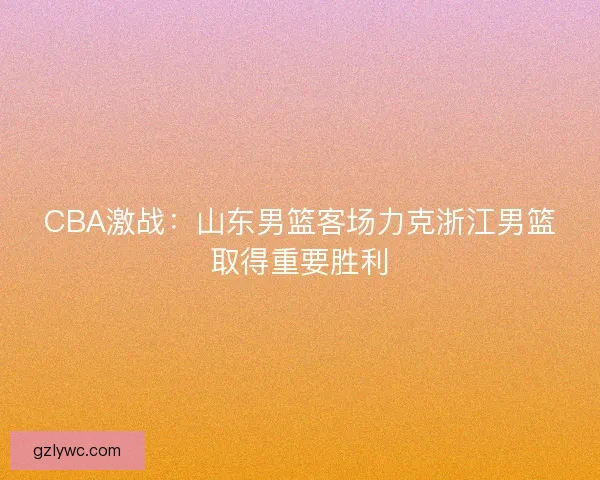 CBA激战：山东男篮客场力克浙江男篮取得重要胜利
