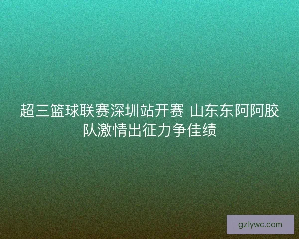 超三篮球联赛深圳站开赛 山东东阿阿胶队激情出征力争佳绩